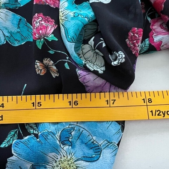 Express Dark Floral Babydoll Mini‎ Dress Ruffled Flowy Lightweight Size 6 - Picture 12 of 15